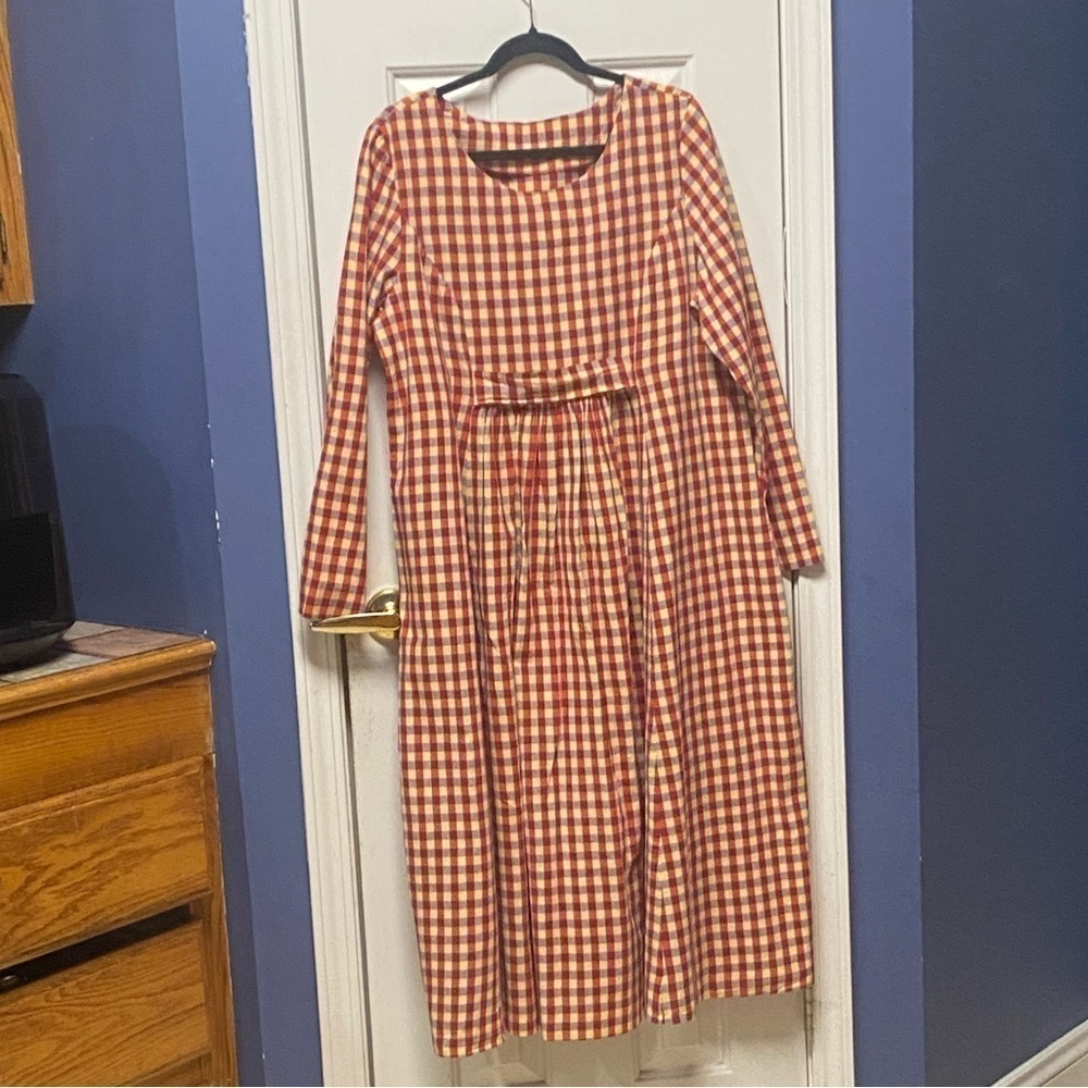 Women Smock Bodice Checkered Dress 2x